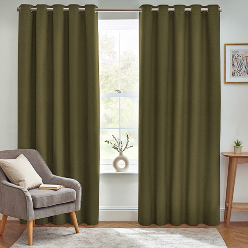 Dawn (Blackout) Eyelet, Olive - Ready Made Curtains - Image 3